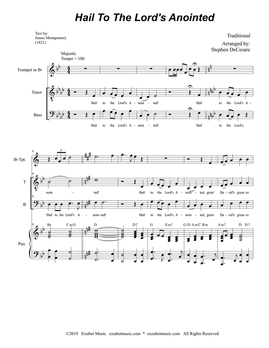 Hail To The Lord's Anointed (2-part choir - (TB)