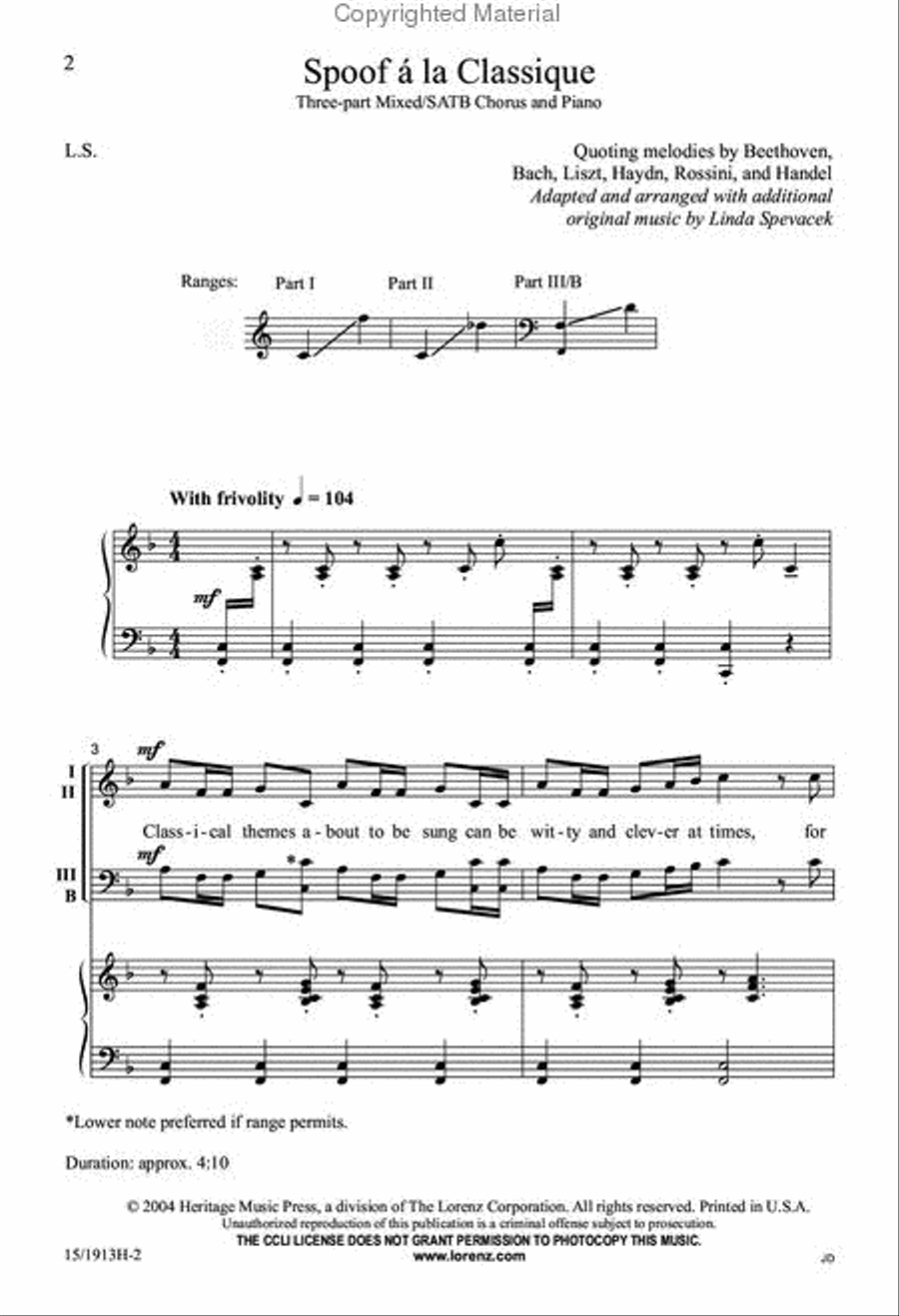 Spoof á la Classique 4-Part scores gallery preview page 2