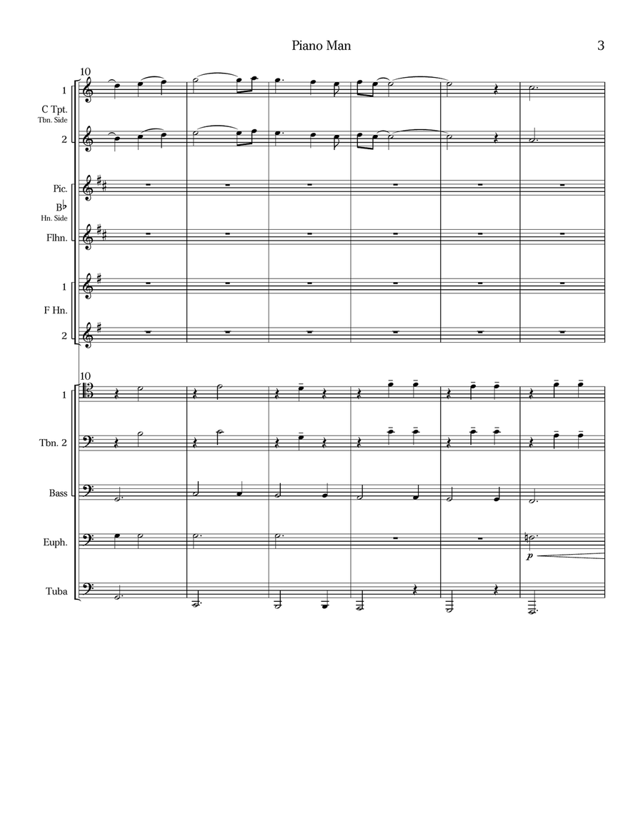 Piano Man Brass Ensemble scores gallery preview page 3