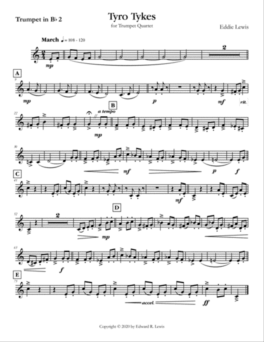 Tyro Tykes Easy Trumpet Quartet by Eddie Lewis Brass Ensemble scores gallery preview page 3