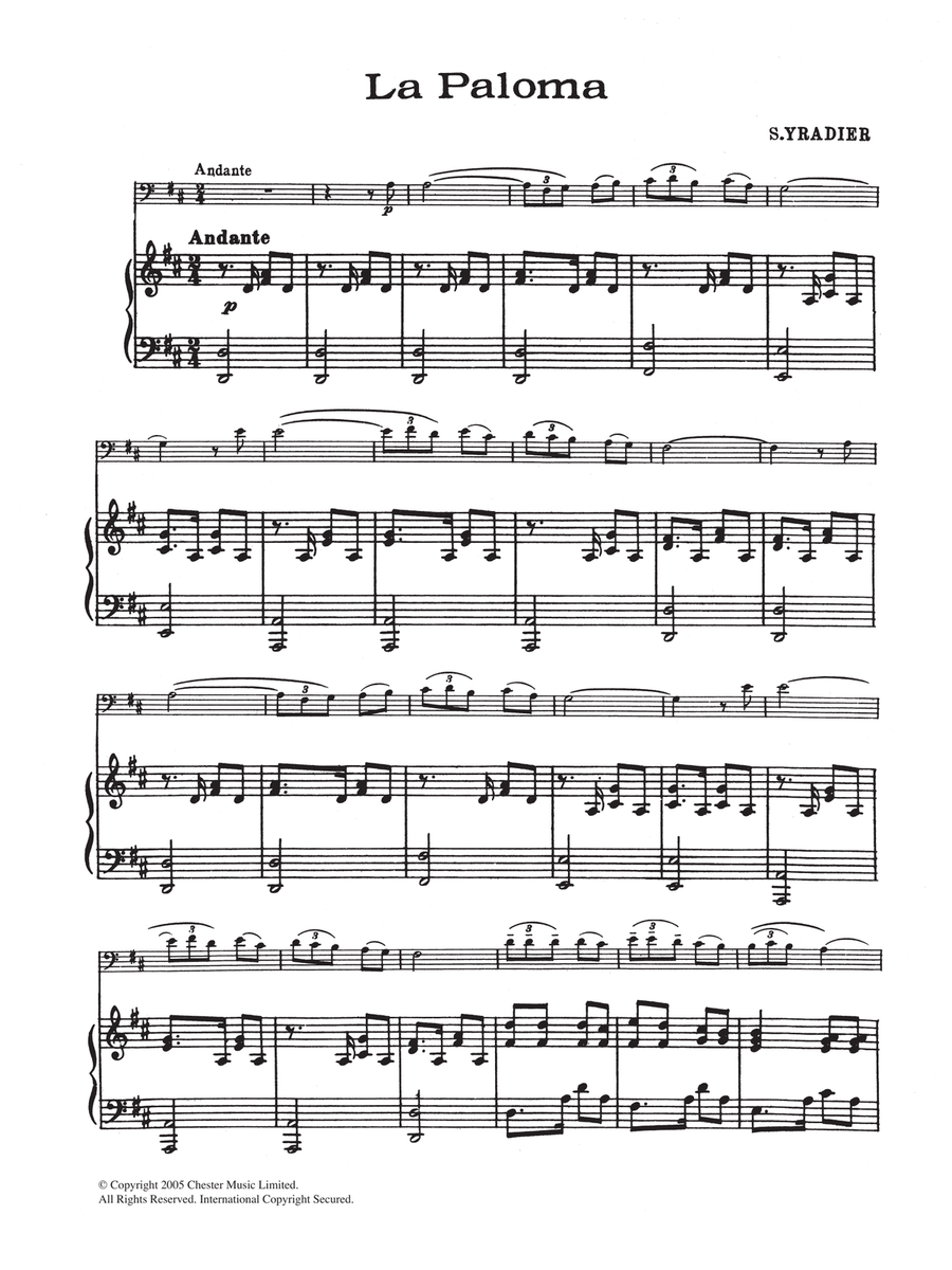 La Paloma Cello Solo scores gallery preview page 1