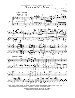 Book cover for Piano Sonata No. 26 In E-Flat Major, Op. 81a