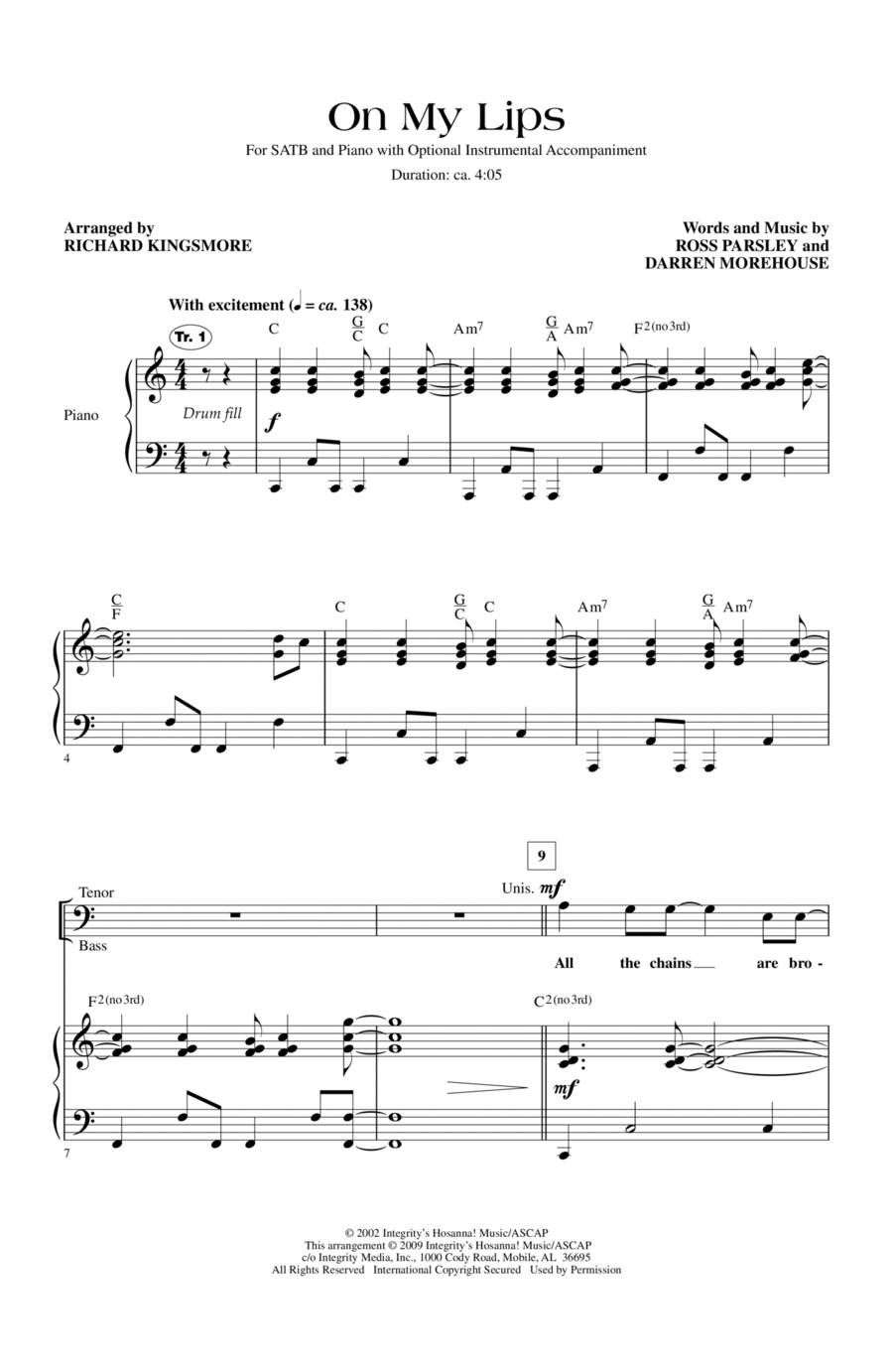 On My Lips On My Lips 4-Part scores gallery preview page 1