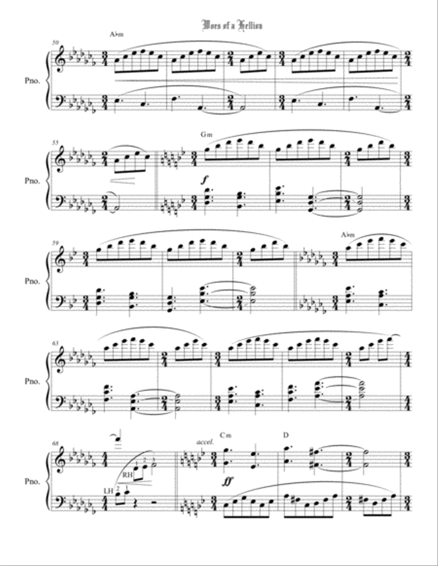 Woes of a Hellion -Solo Piano Version Piano Solo scores gallery preview page 4