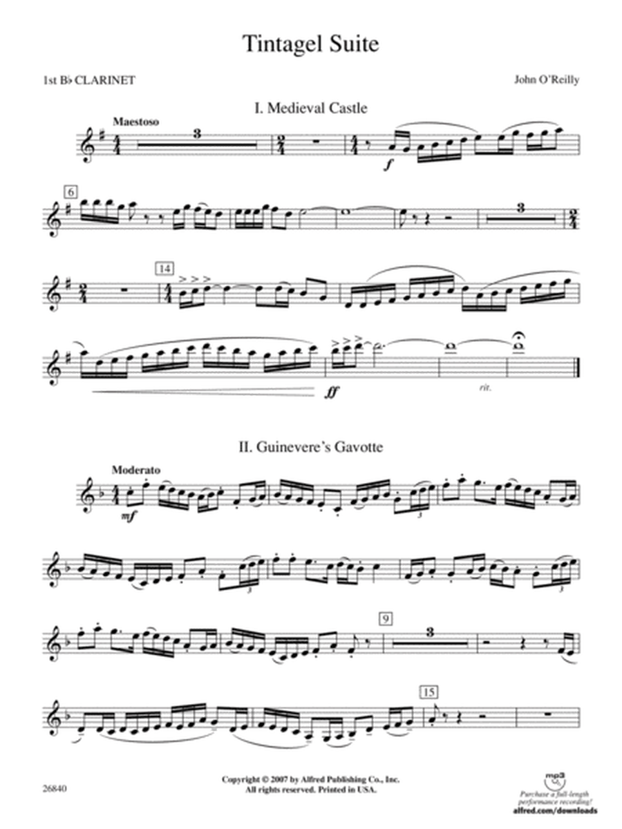 Tintagel Suite: 1st B-flat Clarinet