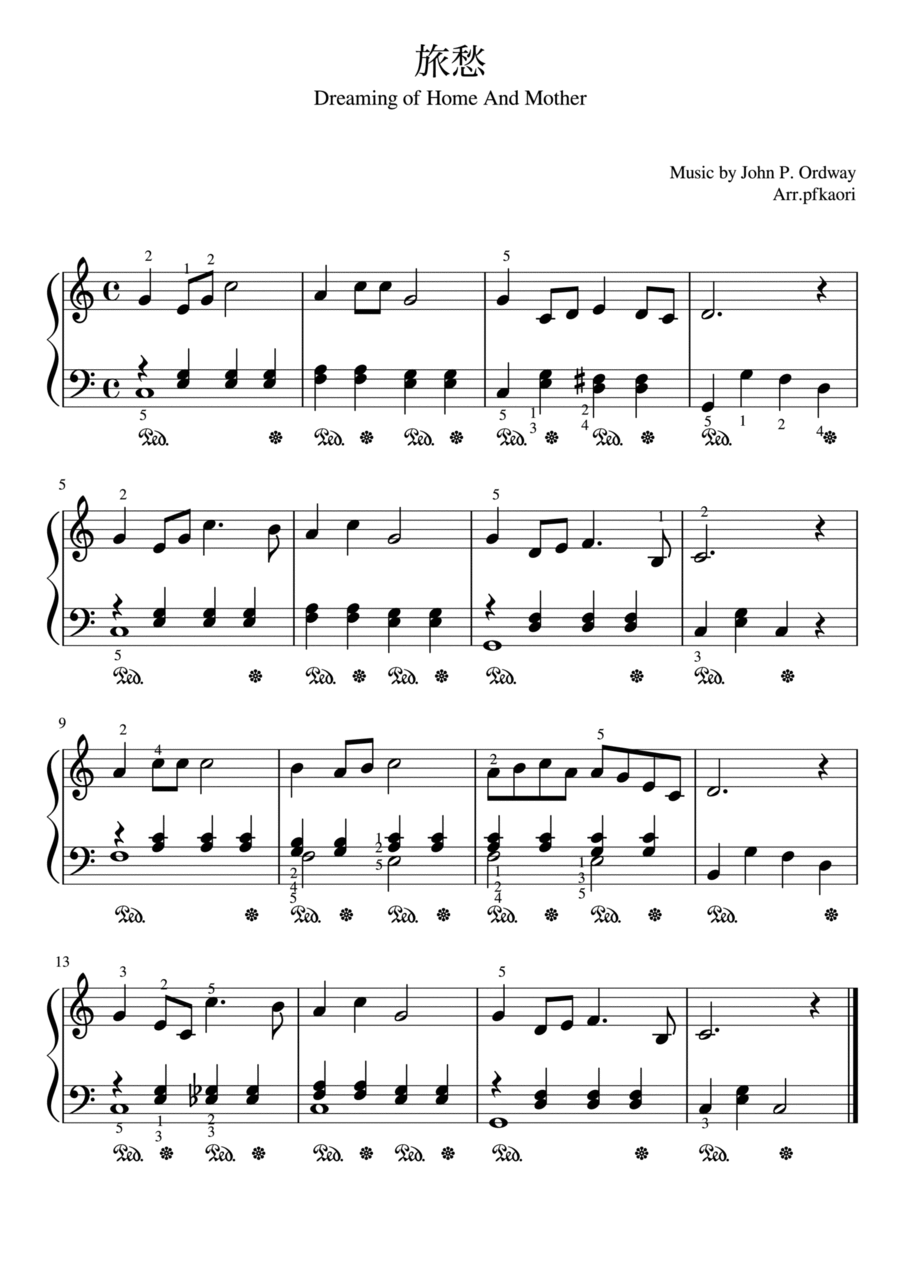Dreaming Of Home And Mother Easy Piano scores gallery preview page 1