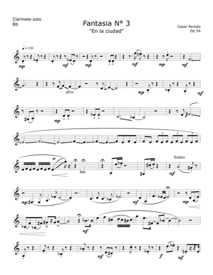 Fantasia N° 3 Op 54 para clarinete solo "En la ciudad" image number null