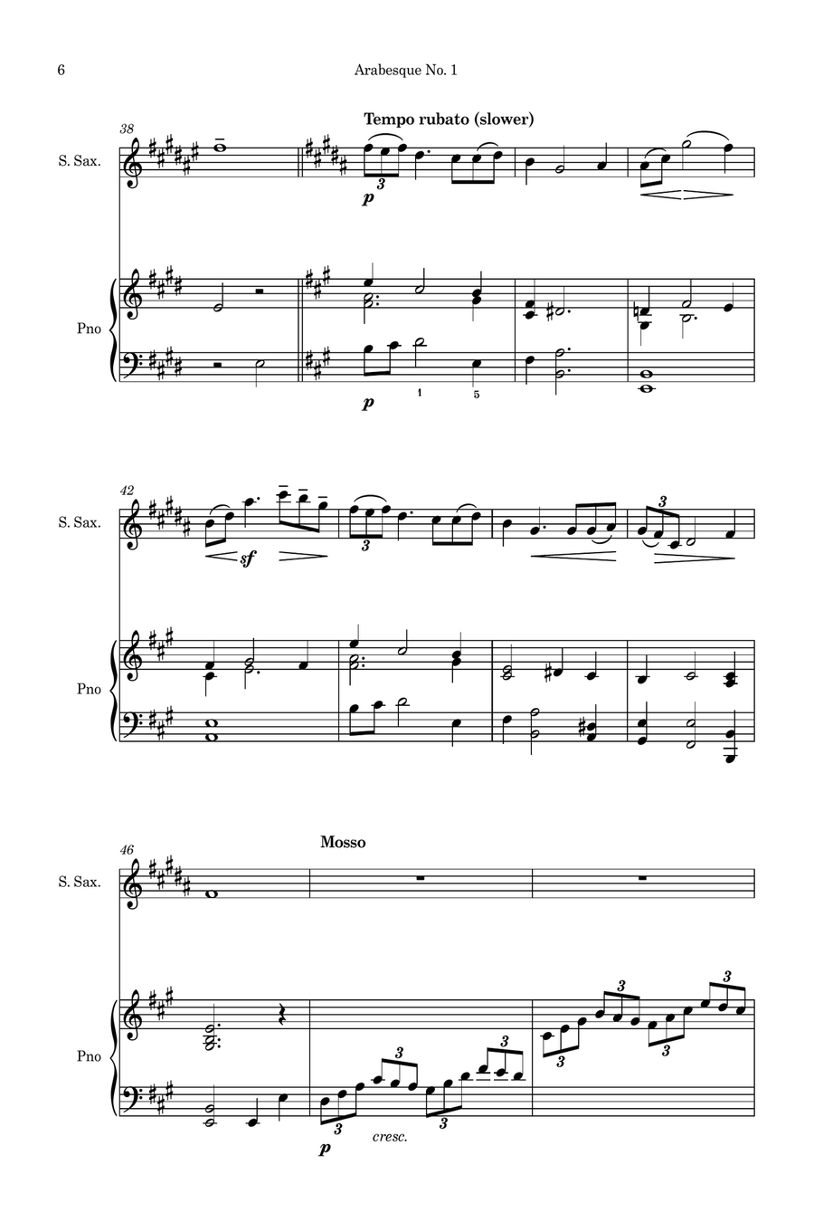 Arabesque No.1 (Simplified for Soprano/Tenor Bb Saxophone and Piano) Soprano Saxophone scores gallery preview page 6