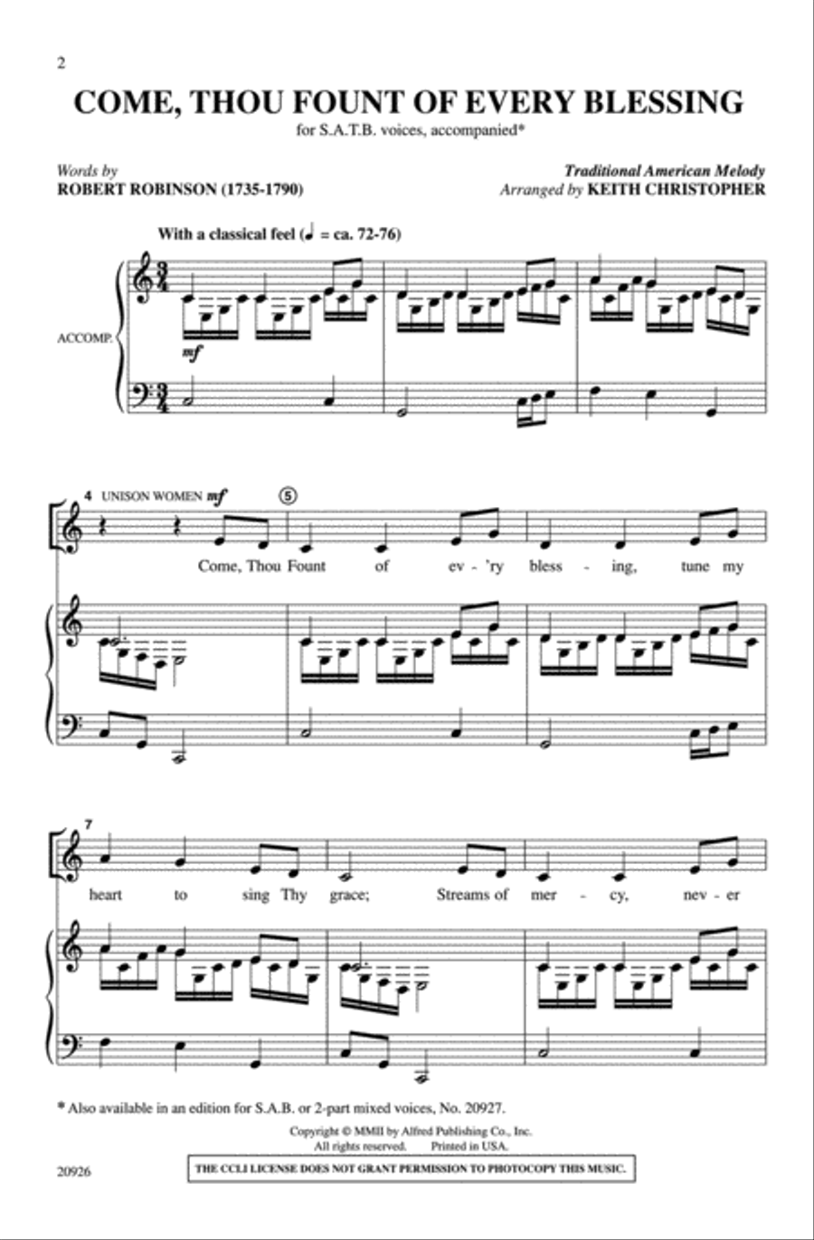 Come, Thou Fount of Every Blessing 4-Part scores gallery preview page 2