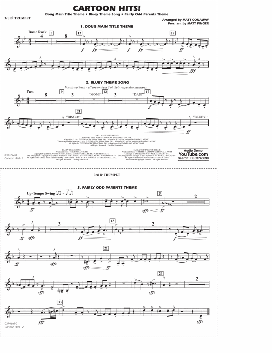 Book cover for Cartoon Hits! - 3rd Bb Trumpet