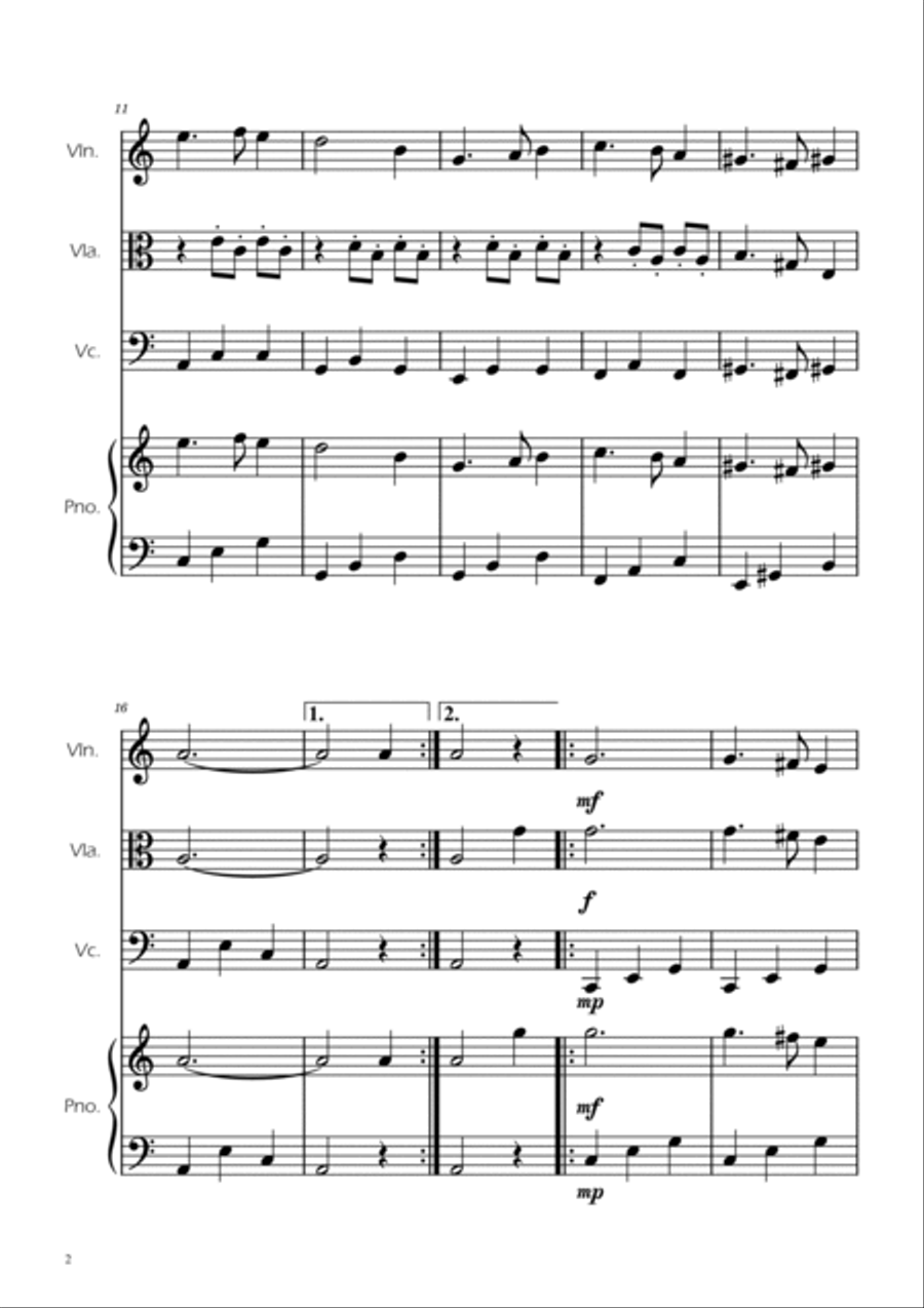 Greensleeves - Strings Trio w/ Piano String Trio scores gallery preview page 2