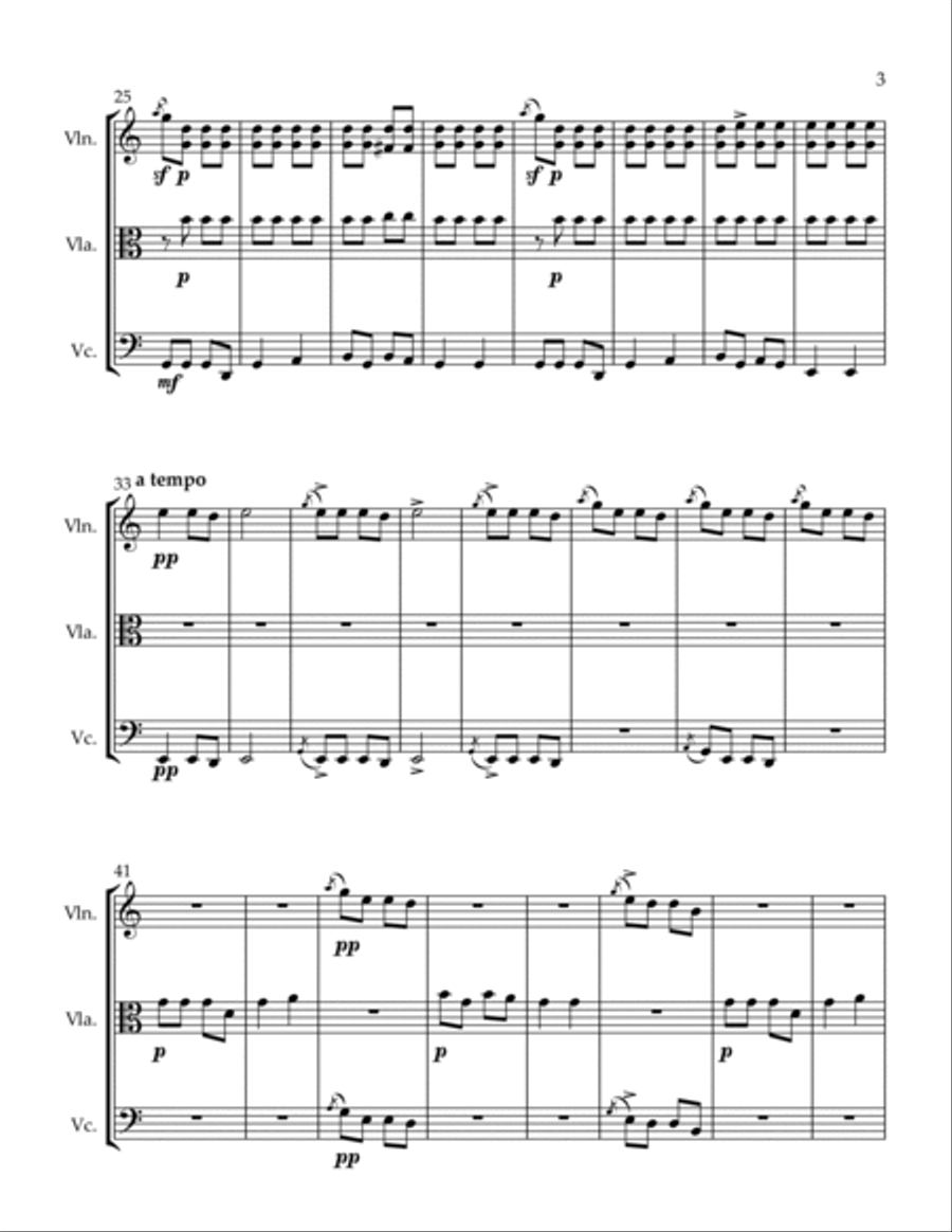 3 Trios Remember Mama Light the Way To My Love Evening Kiss String Trio scores gallery preview page 3