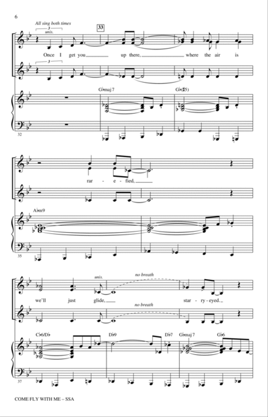 Come Fly With Me (arr. Kirby Shaw) SSA scores gallery preview page 5