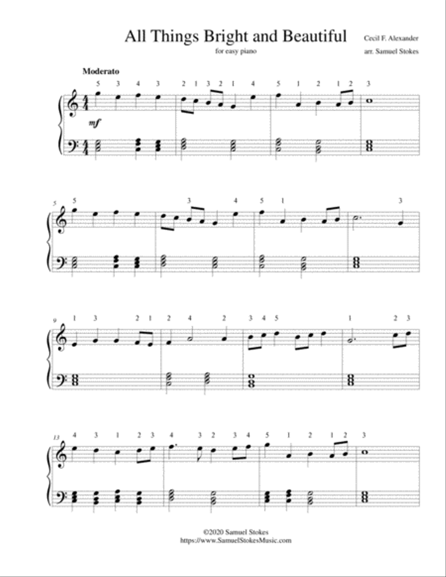 All Things Bright and Beautiful - for easy piano Easy Piano scores gallery preview page 1