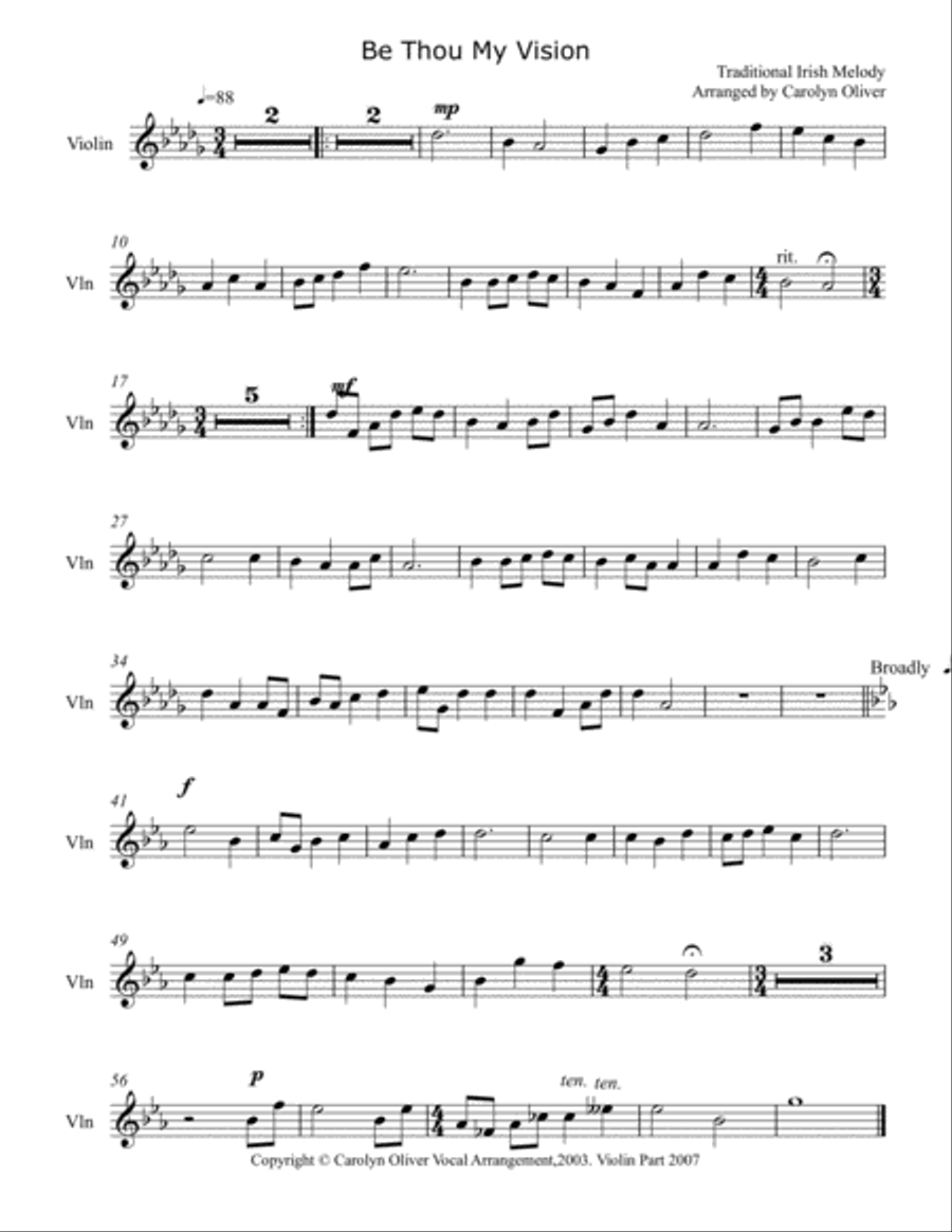 Be Thou My Vision Violin Accompaniment Violin Solo scores gallery preview page 1
