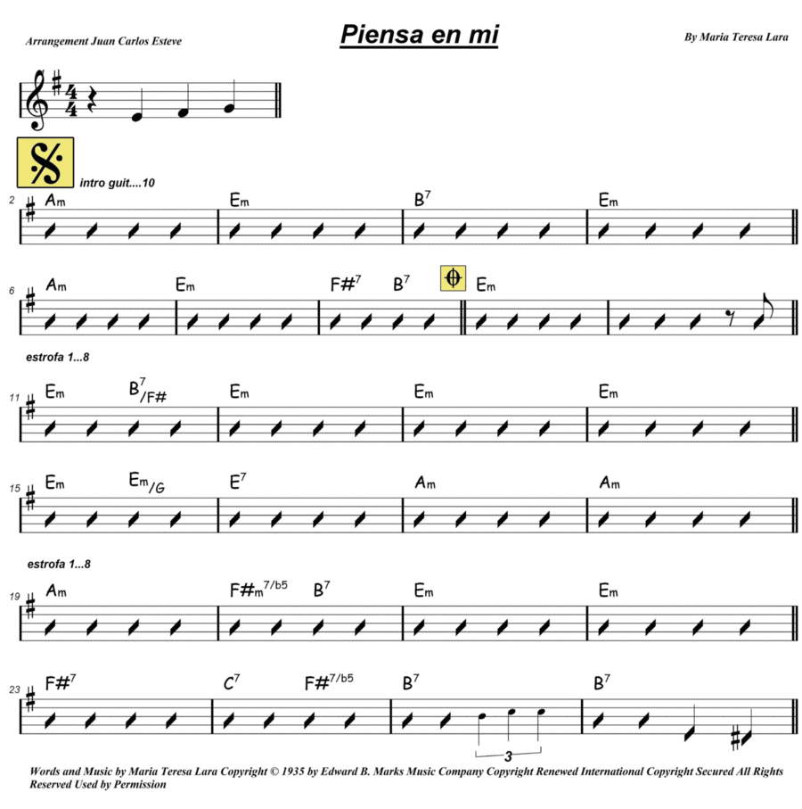 Piensa En Mi Piensa En Mi Piano scores gallery preview page 1