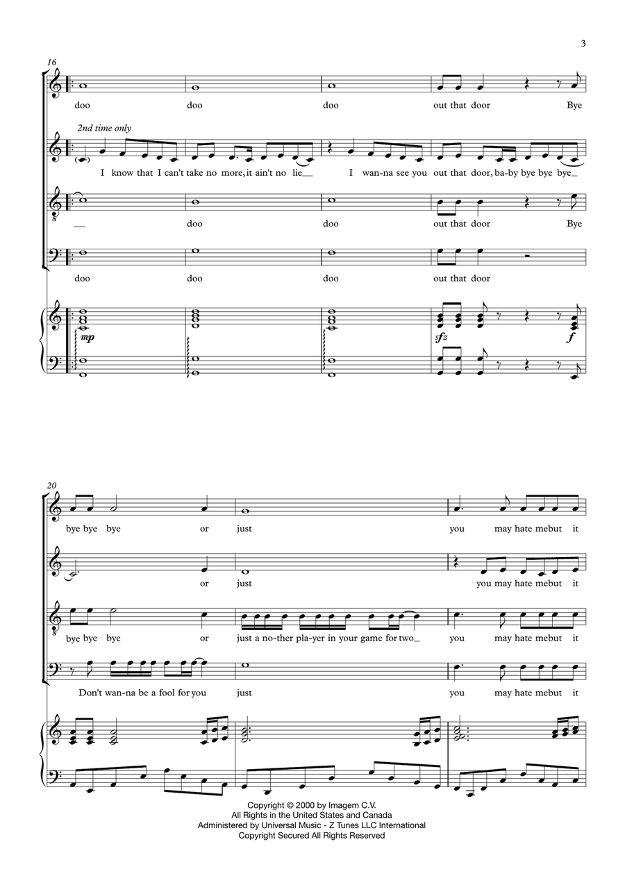 Bye Bye Bye Bye Bye Bye 4-Part scores gallery preview page 3