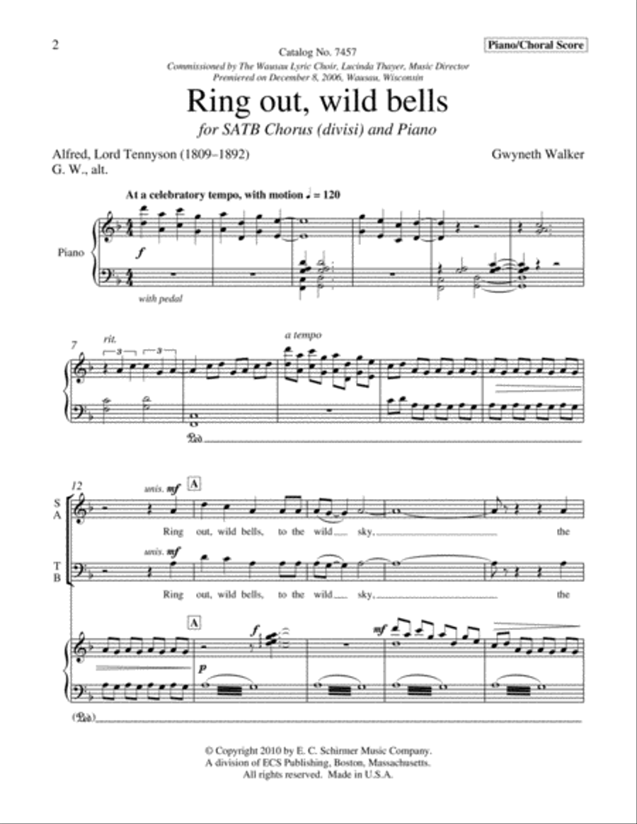 Ring Out, Wild Bells 4-Part scores gallery preview page 2