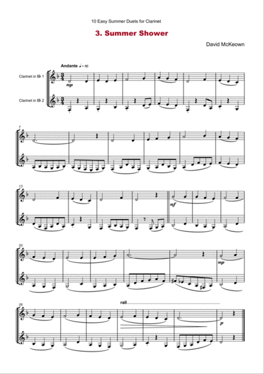 10 Easy Summer Duets for Clarinet Clarinet Duet scores gallery preview page 5