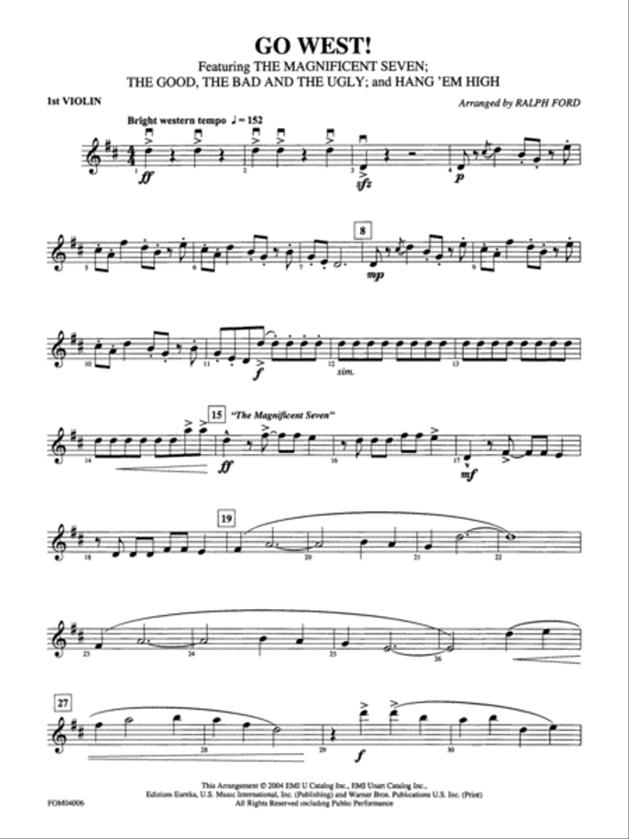 Go West! (Medley): 1st Violin Full Orchestra scores gallery preview page 1