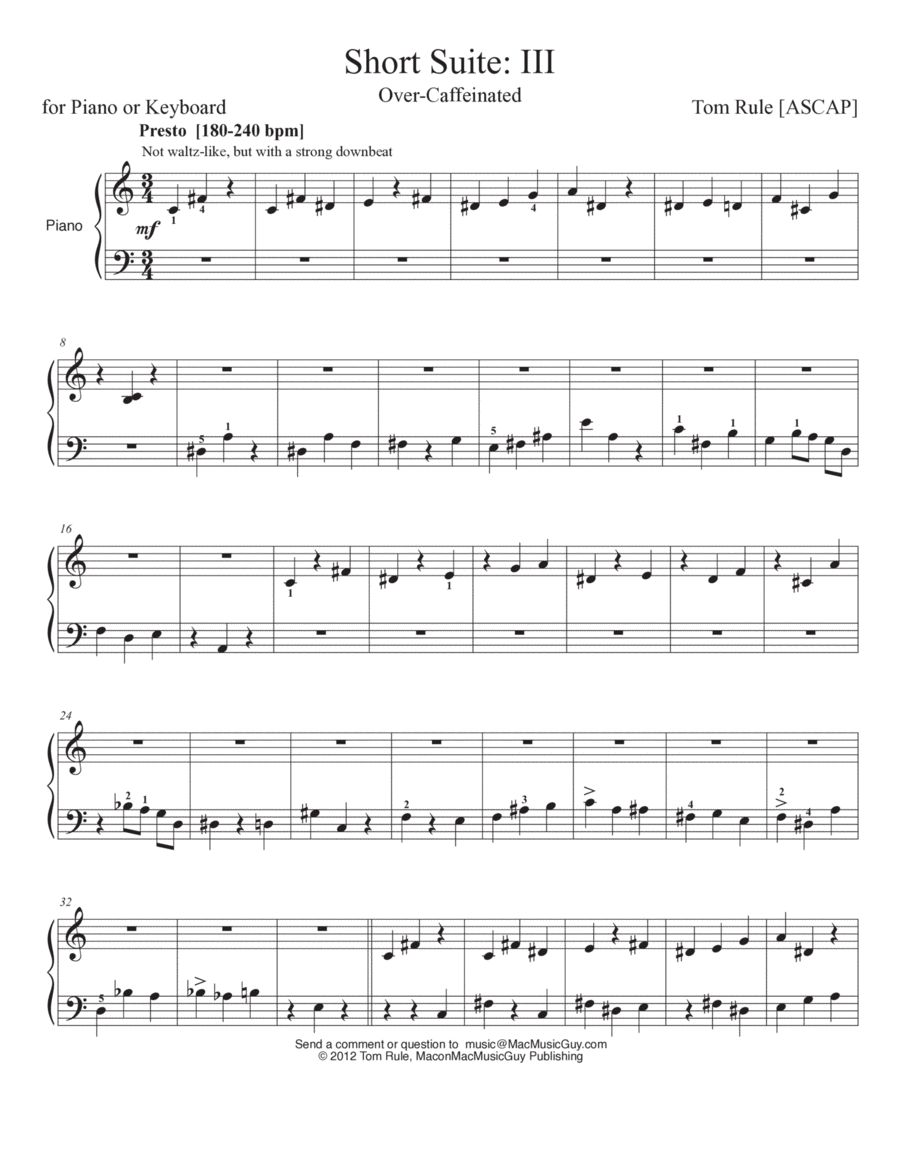 Short Suite 3: Over-Caffeinated Piano Method scores gallery preview page 1