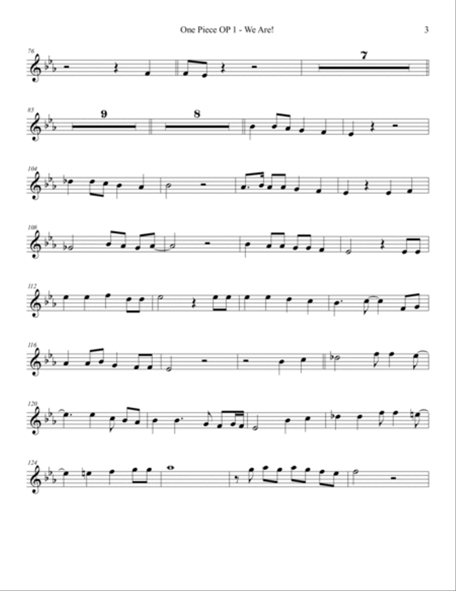 One Piece OP 1 - We Are! Violin Violin Solo scores gallery preview page 3