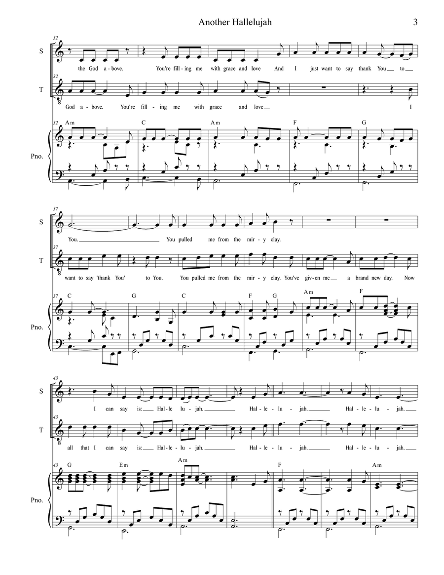Another Hallelujah Tenor Voice scores gallery preview page 3