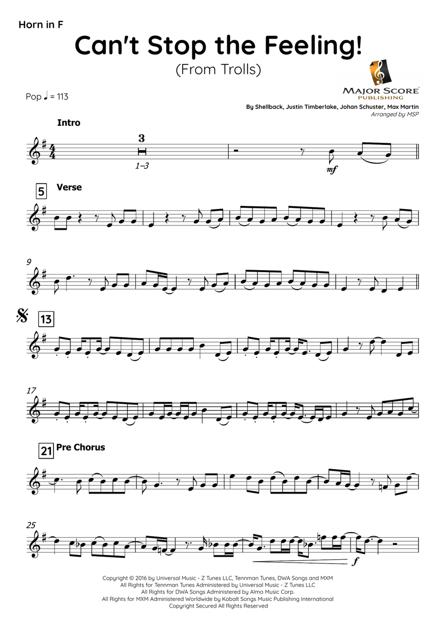 Can't Stop The Feeling! Piano scores gallery preview page 2