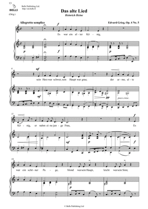 Das alte Lied, Op. 4 No. 5 (Original key. C Major)