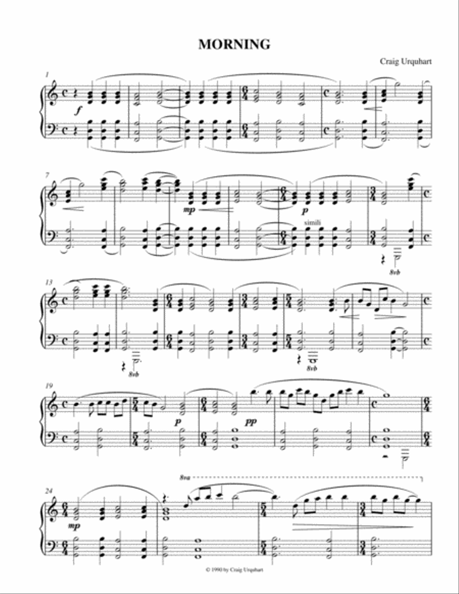 MORNING Piano Solo scores gallery preview page 1