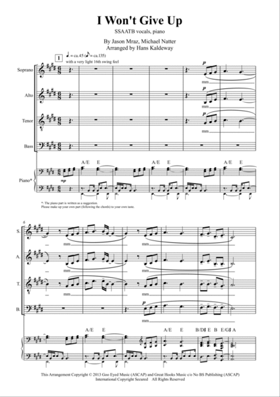 I Won't Give Up 4-Part scores gallery preview page 2