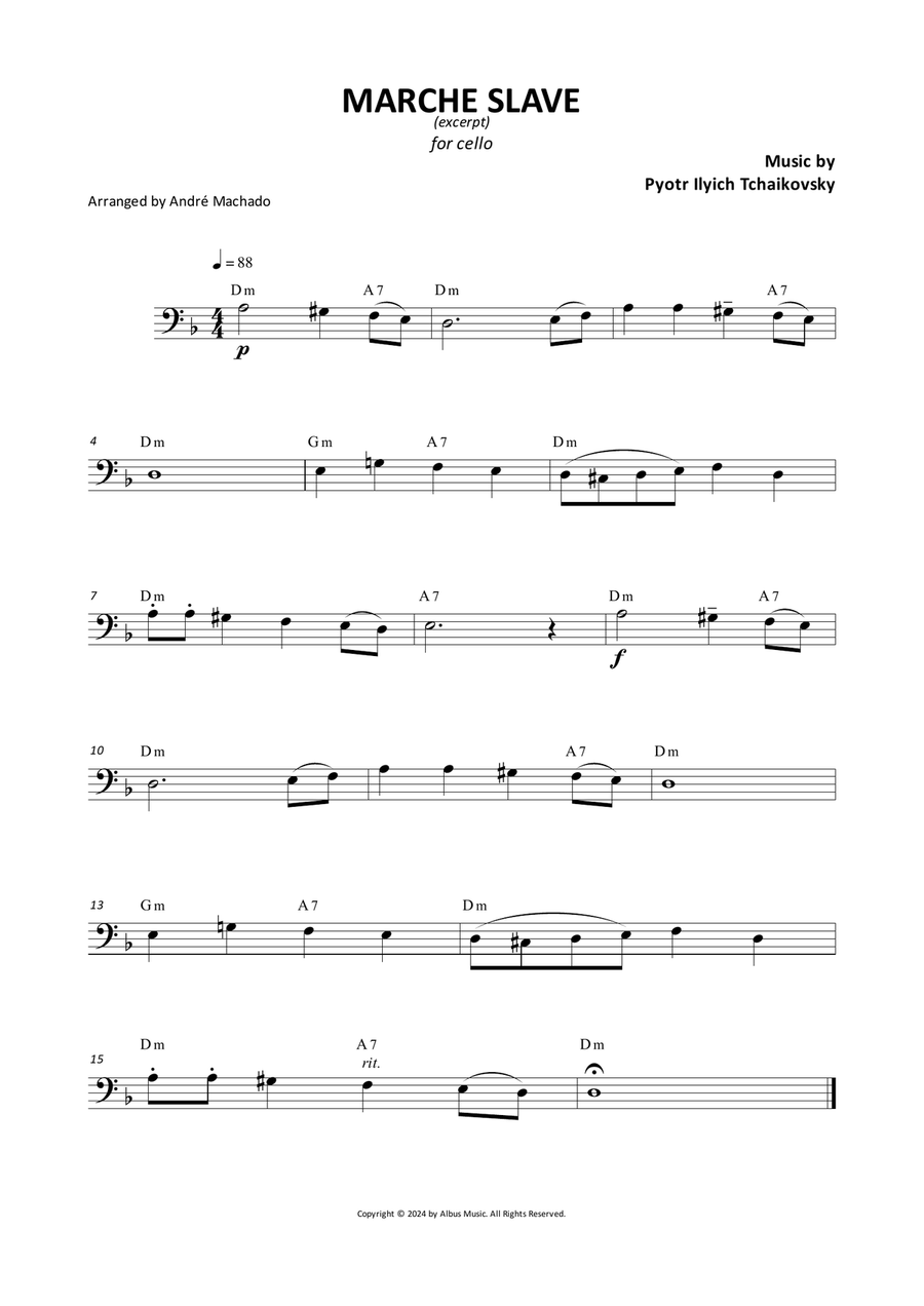 Marche Slave Marche Slave Cello Solo scores gallery preview page 1