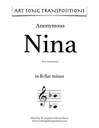Book cover for ANONYMOUS: Nina (transposed to B-flat minor)