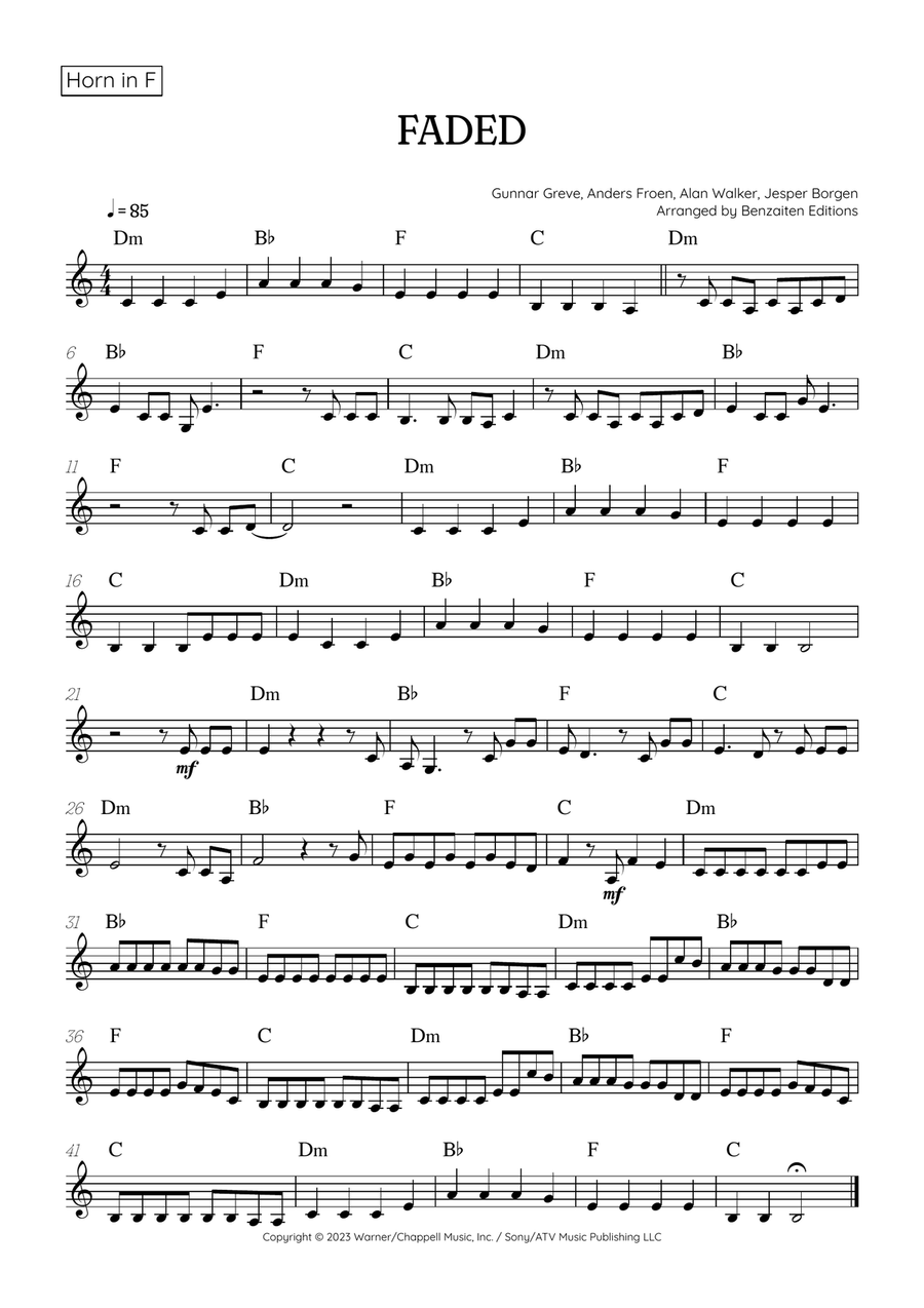 Faded Horn Solo scores gallery preview page 1