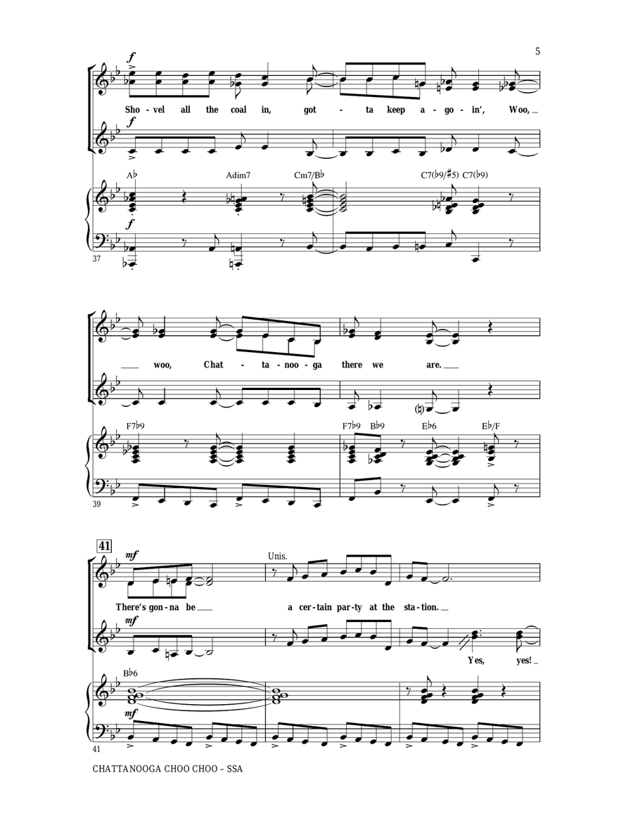 Chattanooga Choo Choo (arr. Mark Brymer) SSA scores gallery preview page 5