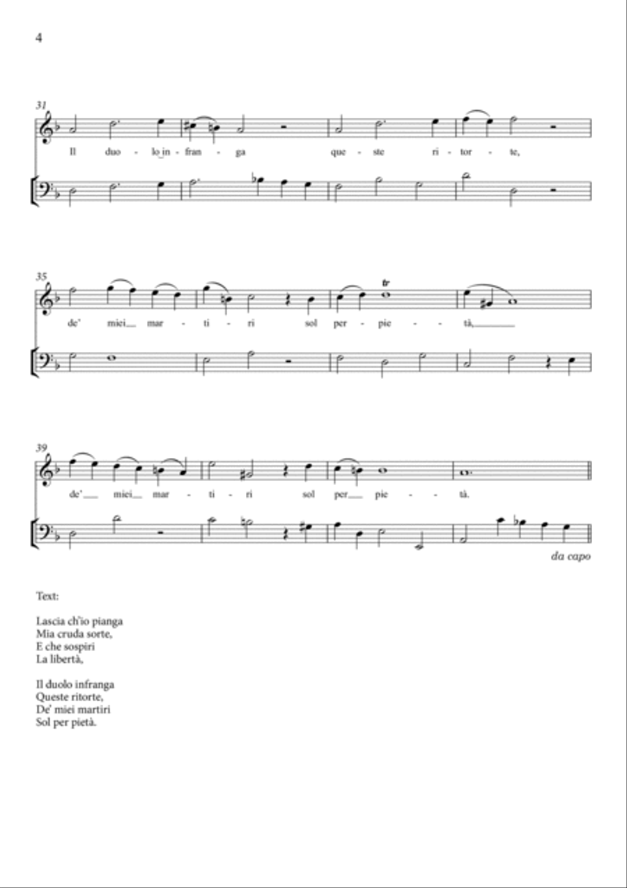 Lascia ch'io pianga (for Oboe Solo and String Quartet) Original key F major Small Ensemble scores gallery preview page 4