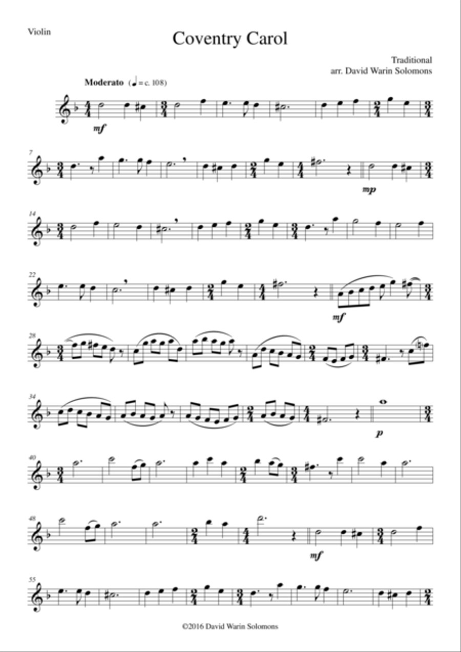 Coventry Carol for string trio (violin, viola, cello) String Trio scores gallery preview page 4