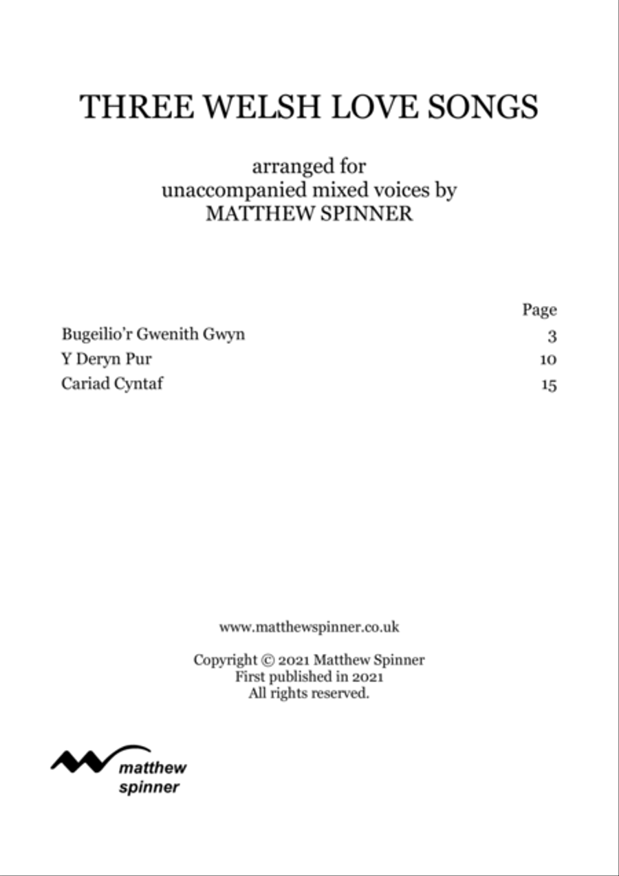 Three Welsh Love Songs for unaccompanied choir 4-Part scores gallery preview page 3