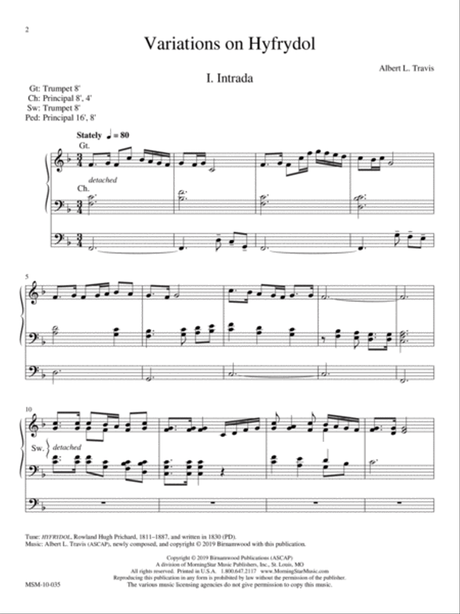 Variations on Hyfrydol Organ scores gallery preview page 1