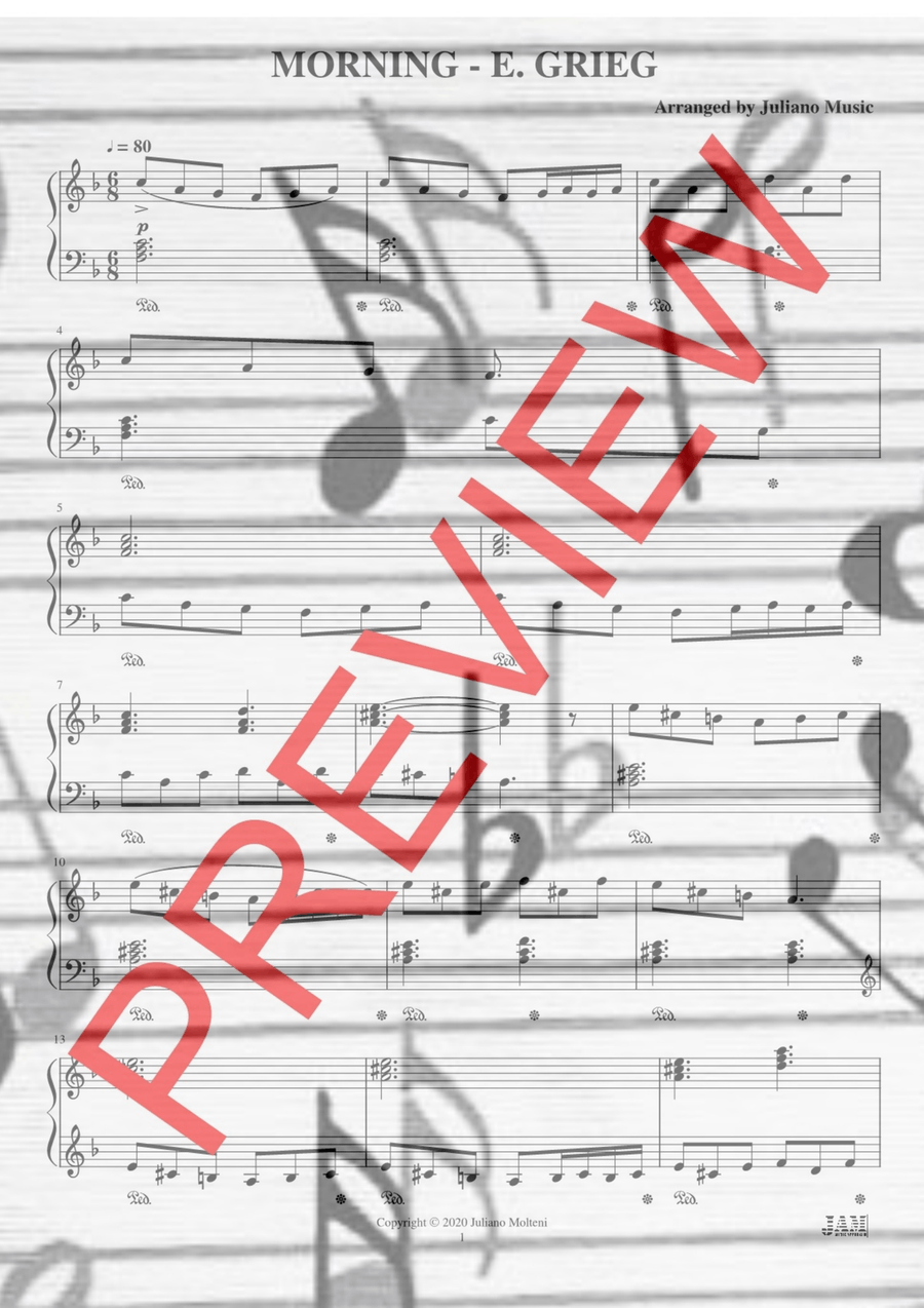 MORNING (EASY PIANO) - E. GRIEG Piano Method scores gallery preview page 2