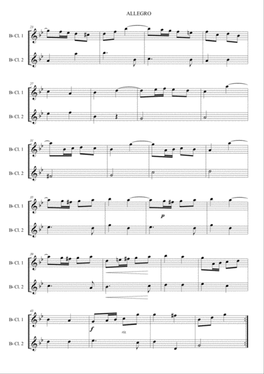 Clarinet duets - 10 Baroque duets - Volume 1 Clarinet Duet scores gallery preview page 4
