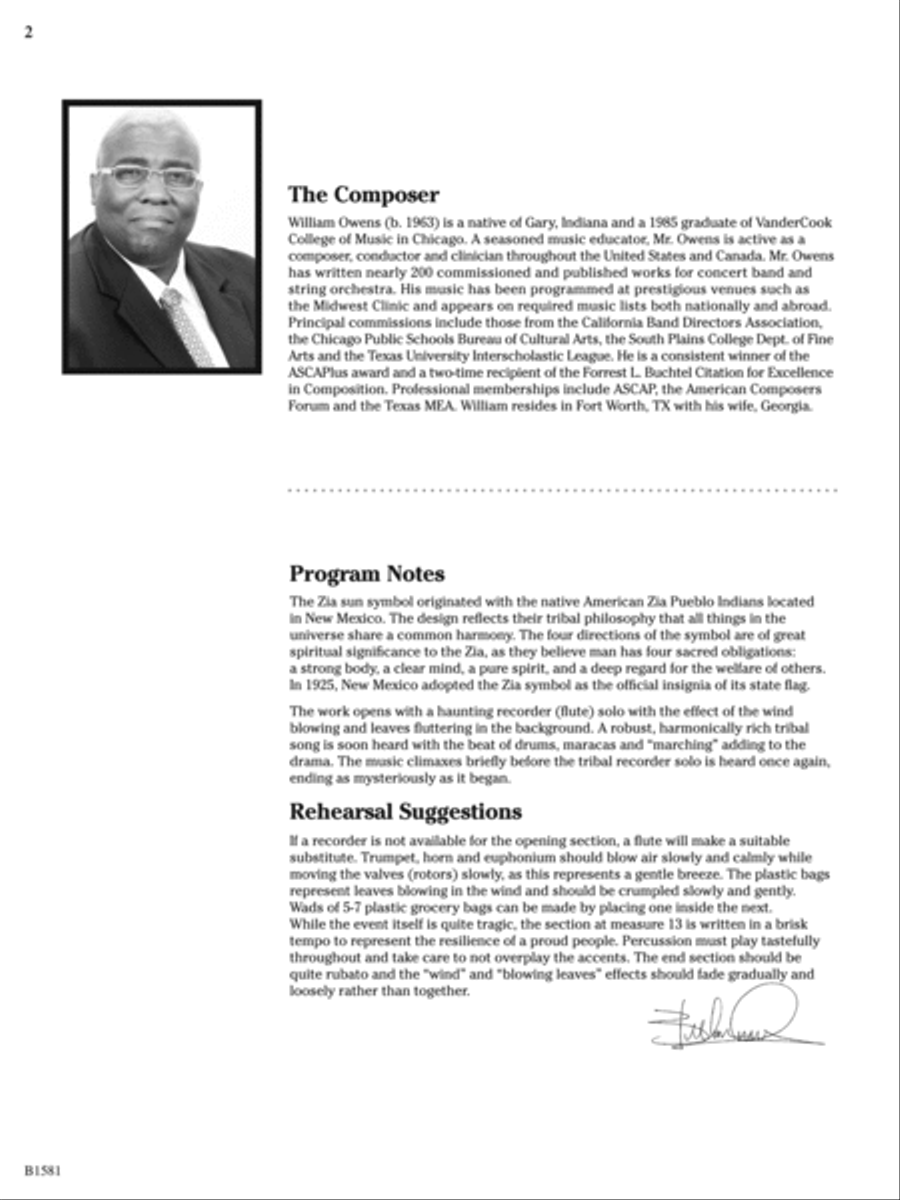Zia: Score Zia: Score Concert Band scores gallery preview page 2