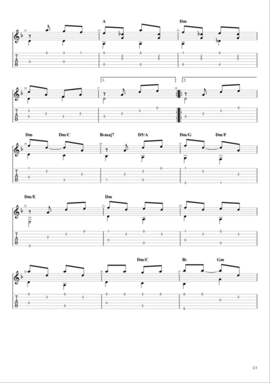 BELLA CIAO easy fingerstyle for guitar Acoustic Guitar scores gallery preview page 2