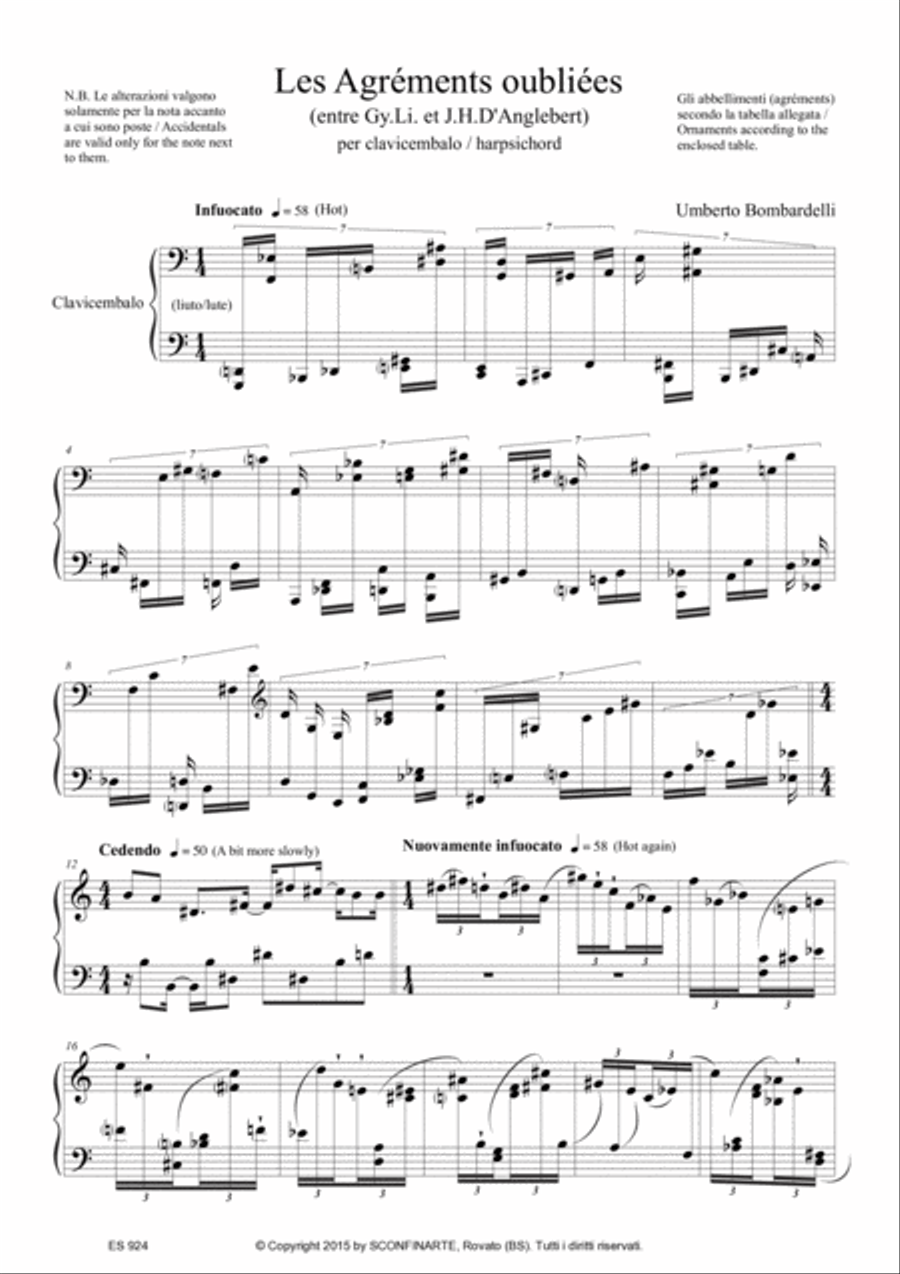 Umberto Bombardelli: LES AGRÉMENTS OUBLIÉES (ES 924) Harpsichord scores gallery preview page 5