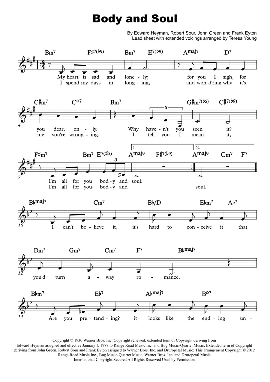 Body And Soul Body And Soul Piano scores gallery preview page 1