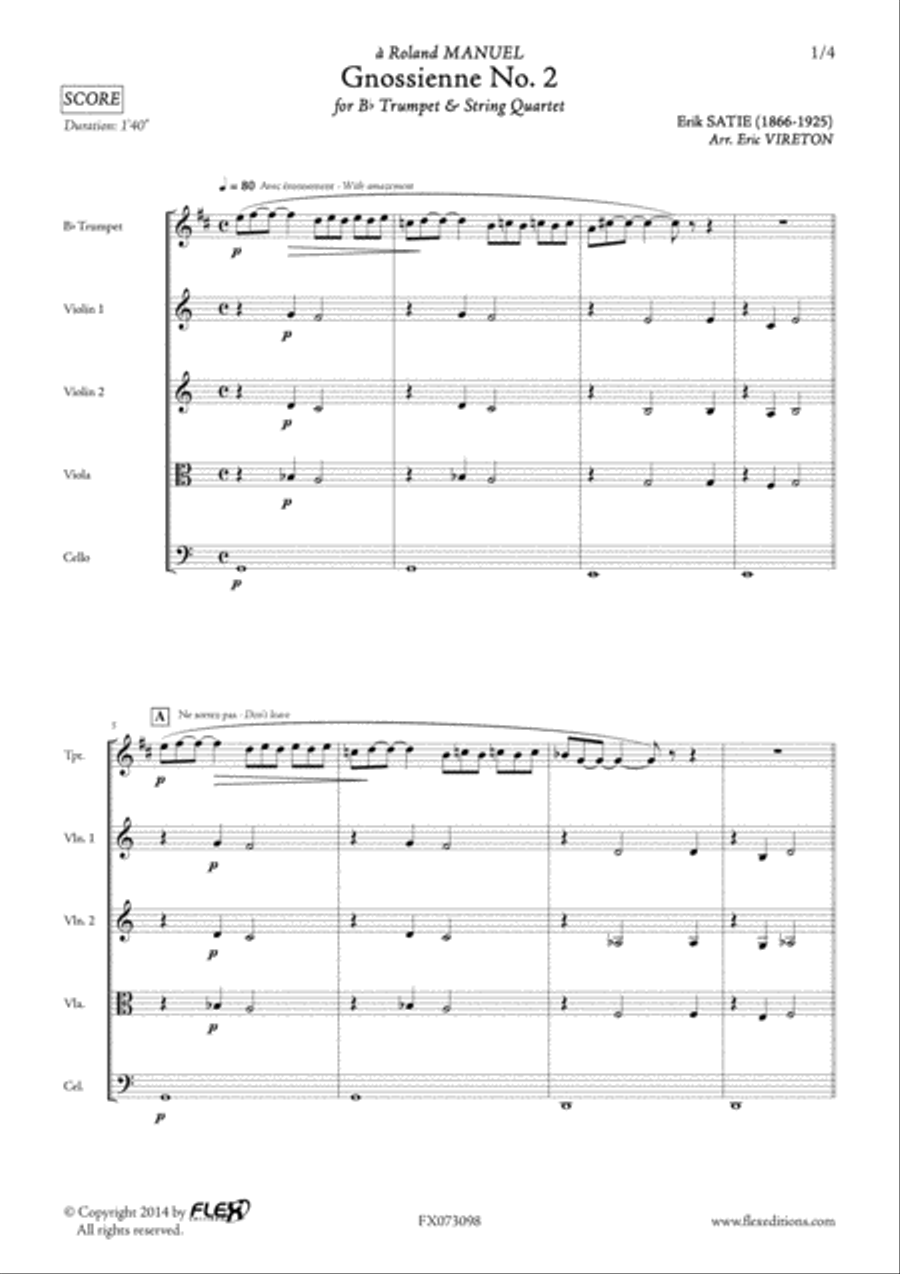 Gnossienne No. 2 Trumpet scores gallery preview page 2