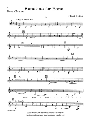 Sonatina for Band: B-flat Bass Clarinet