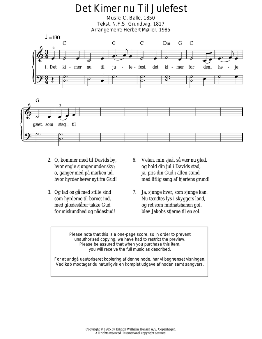 Det Kimer Nu Til Julefest Piano Solo scores gallery preview page 1