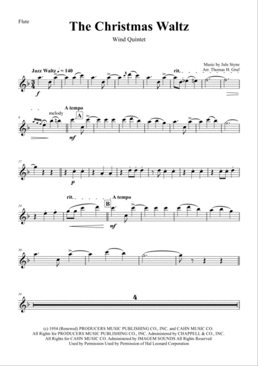 The Christmas Waltz Woodwind Quintet scores gallery preview page 5
