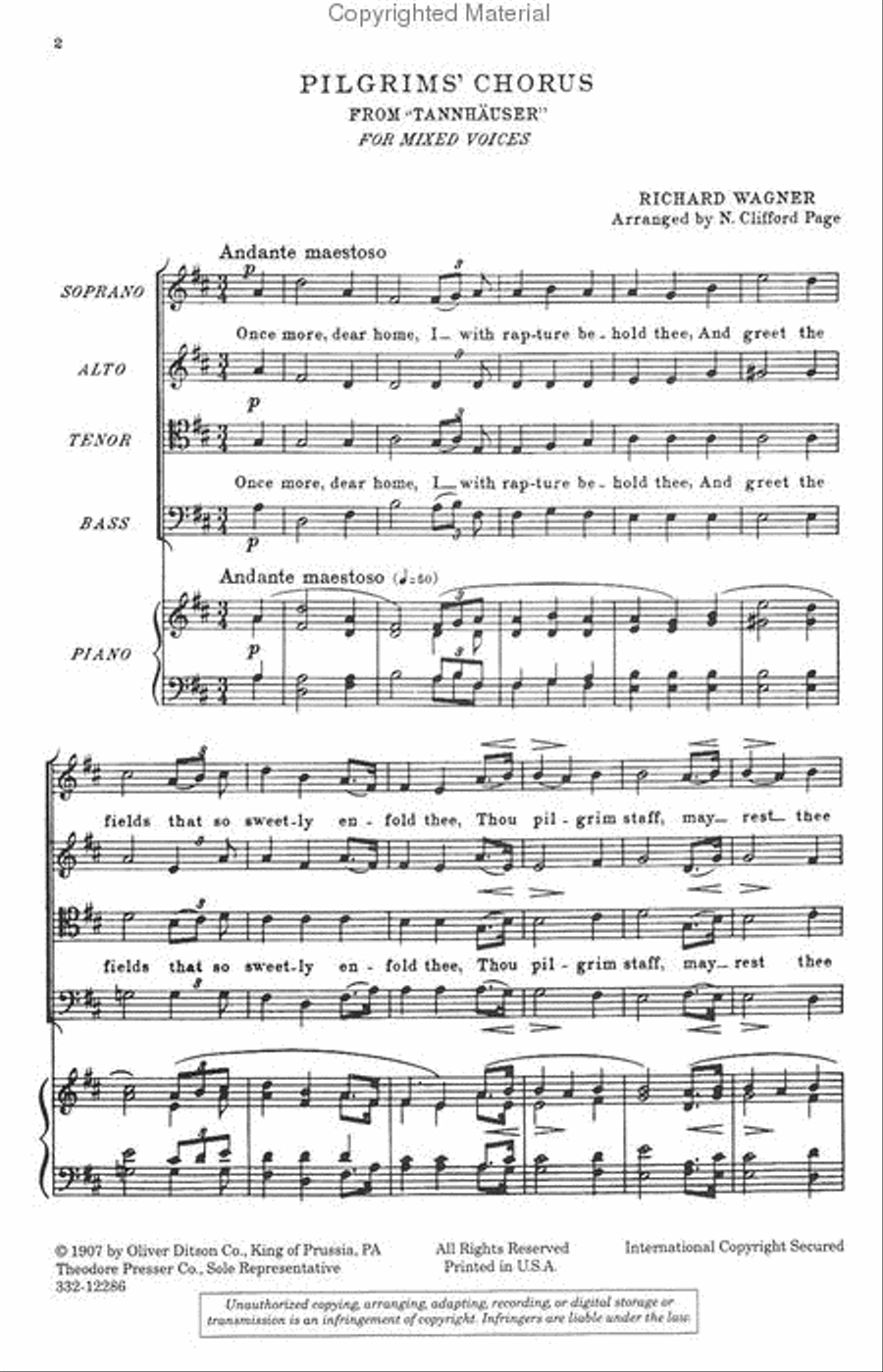 Pilgrims' Chorus Pilgrims' Chorus 4-Part scores gallery preview page 2